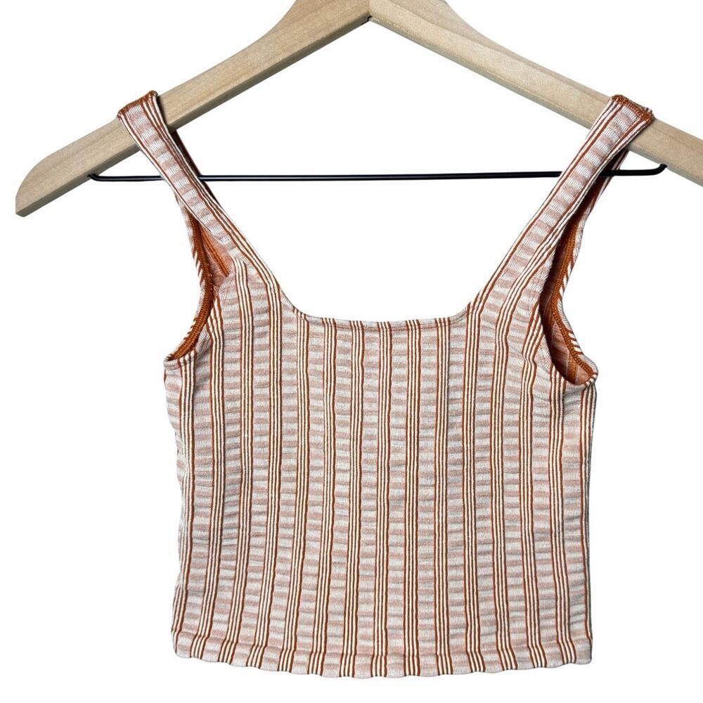 Anthropologie Striped Tank Top in Ivory and Rust